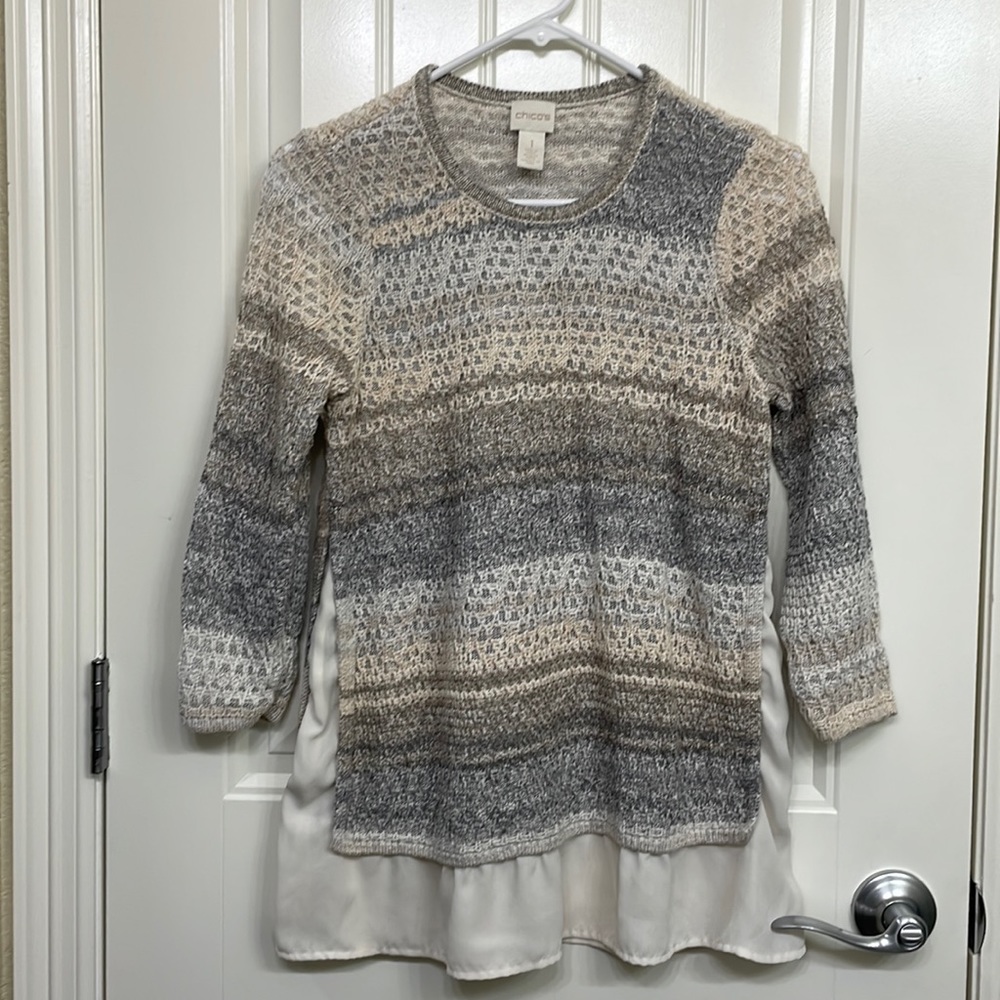 Chicos‎ Size 1 (medium) Sheer Lined Sweater